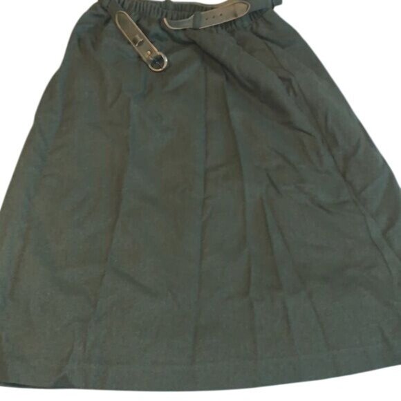 Hunter Green Midi Skirt With Belt Vintage 11-12 Made In USA Elastic Waist Cotton - Picture 3 of 10